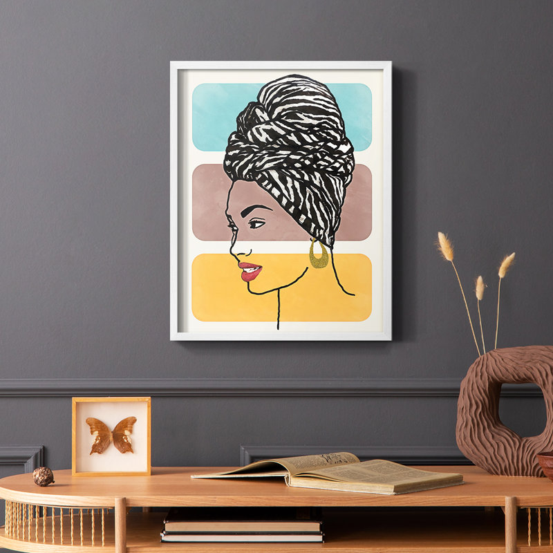 «Head Wrap II», reproduction encadrée - bois massif, Blanc, H 14 po x l 11 po