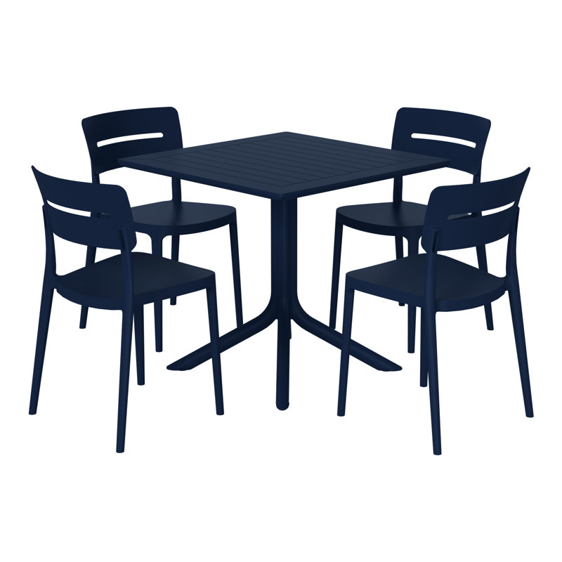 4-Person Outdoor Square Dining Set, Navy