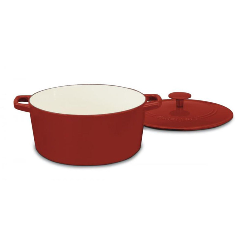 Cocotte ronde en fonte émaillée classique avec couvercle Cuisinart Chef, 3 pintes, Rouge cardinal