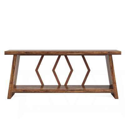 70.9" Extra Long Farmhouse Console Table, 2-Tier Narrow Entryway Sofa Table With Storage Shelves, Rustic Industrial Accent Table For Living Room, Hall