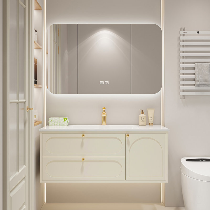 Armoire de salle de bain luxueuse de style français, Crème, crème