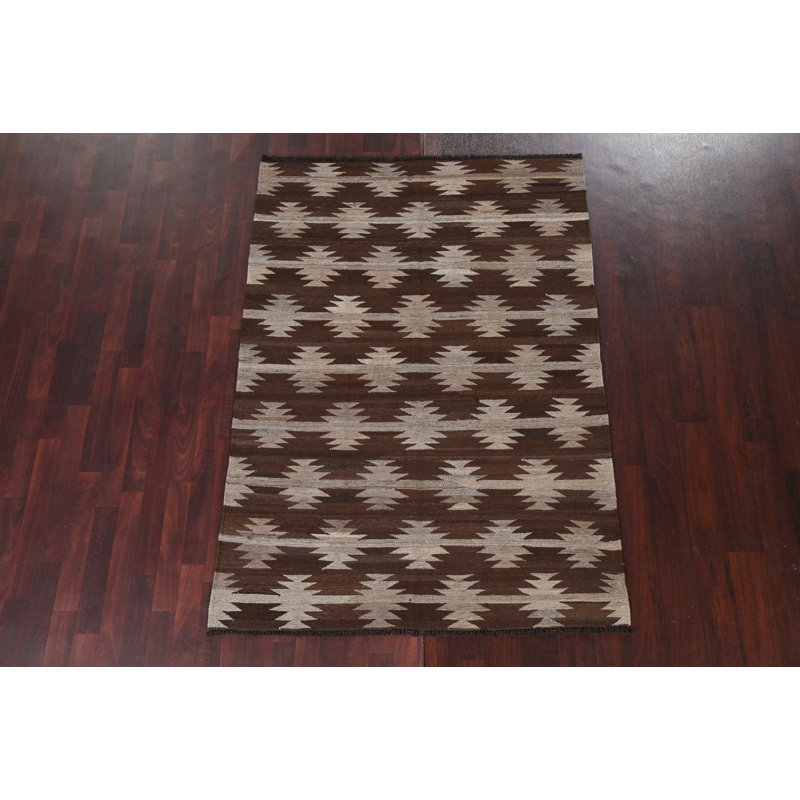 Tapis en laine teinte naturelle Kusta tissé à plat 5 x 6