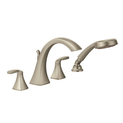 Voss Double Handle Deck Mounted Roman Tub Faucet Trim with Handshower