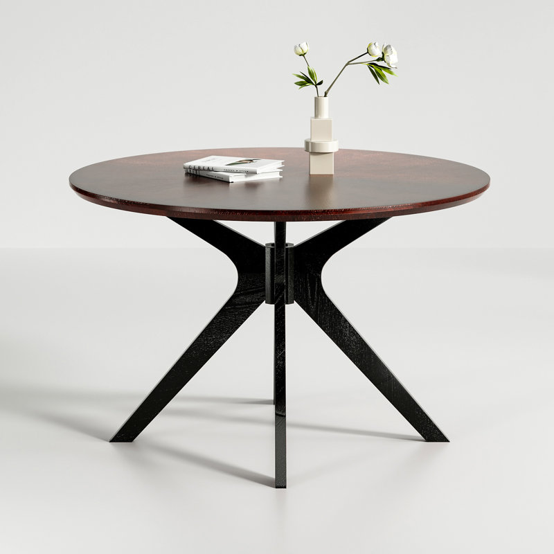 Table de salle à manger Bergmans, Plateau en noyer foncé, base noire