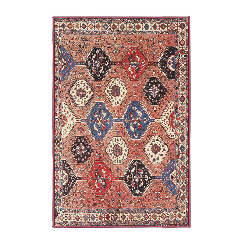Tapis rouge / bleu / ivoire, Rectangle 6 pi x 9 pi