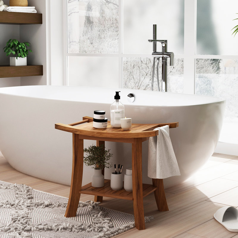 Banc de douche en teck
