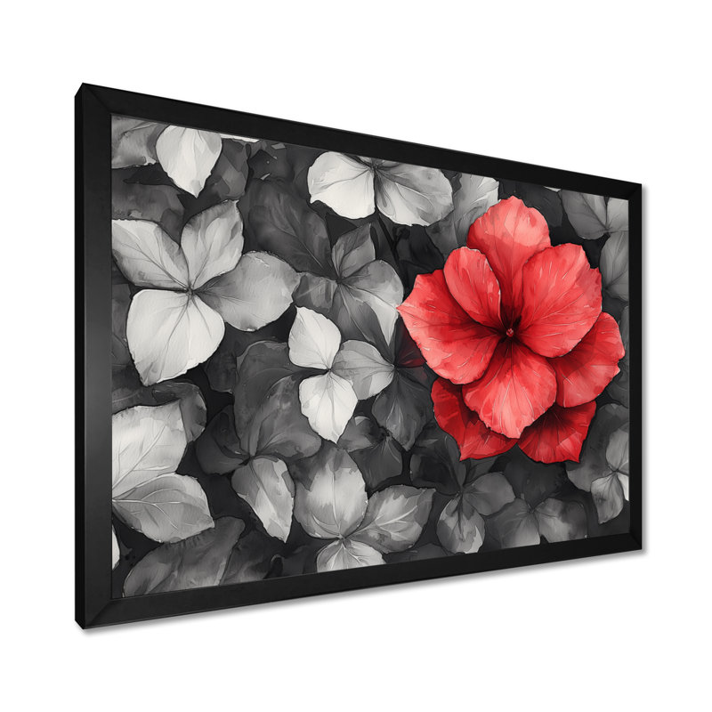 Jaan - Floral Wall Art, Impression d'un seul cadre photo, Noir, noir, noir, noir, H 12 po x l 20 po