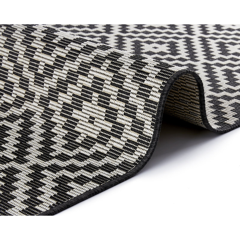 Breeze Flatweave Black/White Rug, Rectangle 80 x 150cm