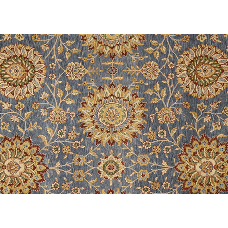 High-Quality Hand-Knotted Blue And Gold Area Rug