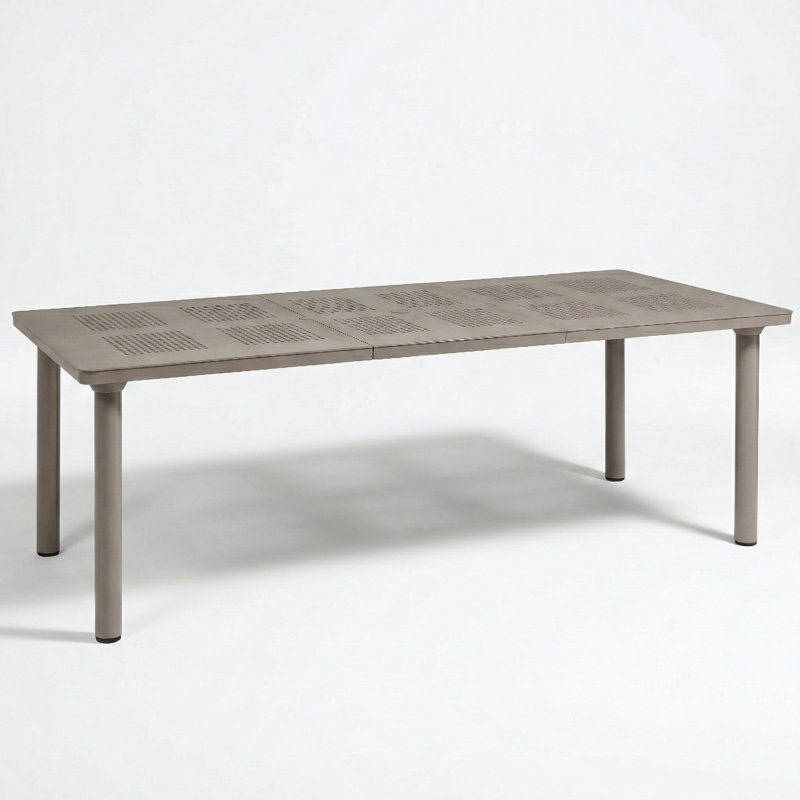 Hildtraud Rectangular Extendable Outdoor Dining Table With Umbrella Hole , 39.4cm cm W 100cm cm D, Grey/Turtle Dove