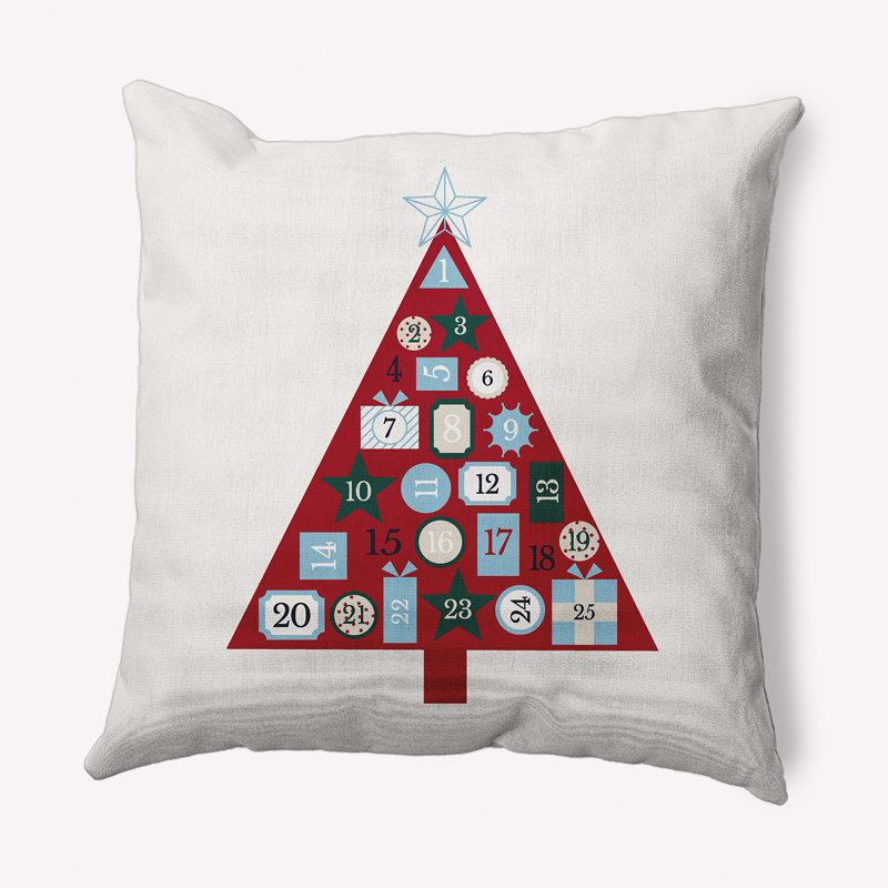 Coussin intérieur / extérieur Holiday Wishes, 20 po x 20 po, Rouge joyeux