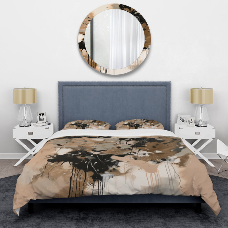 Ensemble de housse de couette en microfibre / polyester Brown Colorful Symmetry I Bedding