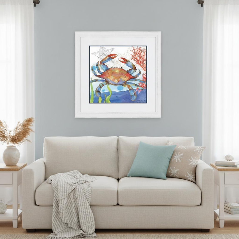 «Oceana Crab White», reproduction d'art encadrée