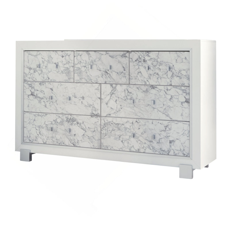 Commode 7 tiroirs minimaliste de luxe - finition marbre