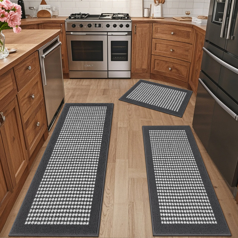 Tapis de cuisine antidérapant lavable à la machine, Gris foncé