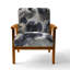 Fauteuil rembourré en velours moderne à motif abstrait avec textures bleues et dorées II-118659415-118659410