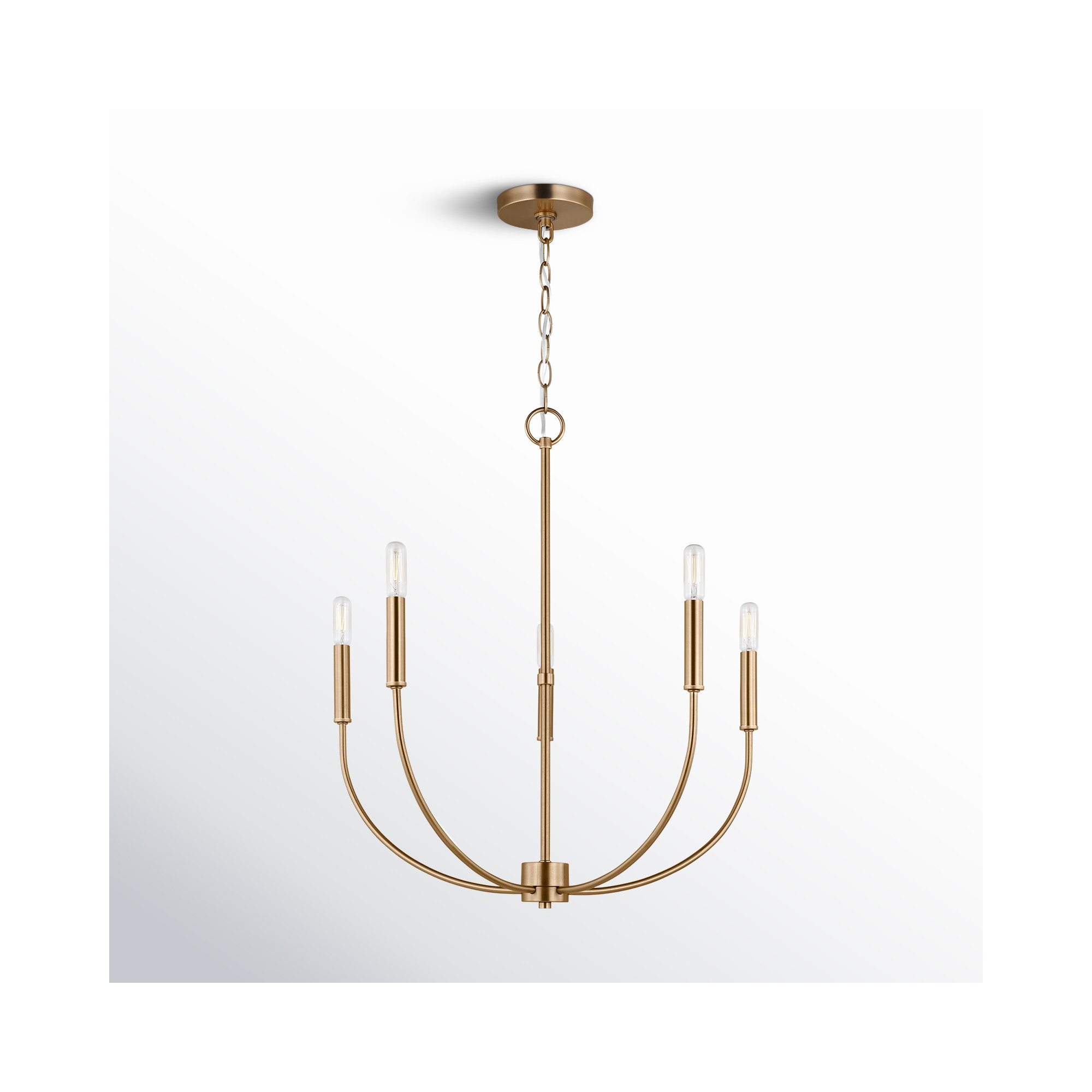 Kendrey 5-Light Metal Candle-Style Chandelier , Satin Brass