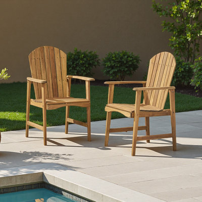 Outdoor Weather Resistant Acacia Wood Adirondack Dining Chairs (Set Of 2)