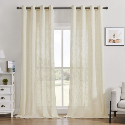 Draycott Polyester Linen like Textured Gromments Curtain Pair