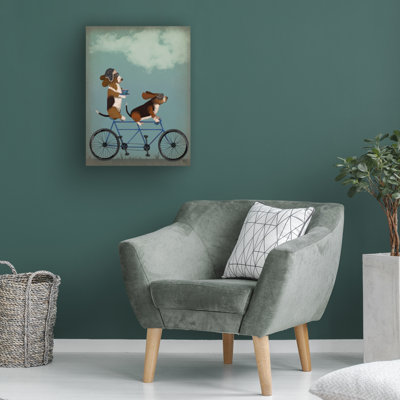  Art mural sur toile tendue - art mural Fab Funky «Basset Hound Tandem» pour le salon, la chambre à coucher ou le bureau - 14 x 1935 x 47