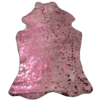 Handmade Mini Cowhide Pink Rug (46x40 inches)