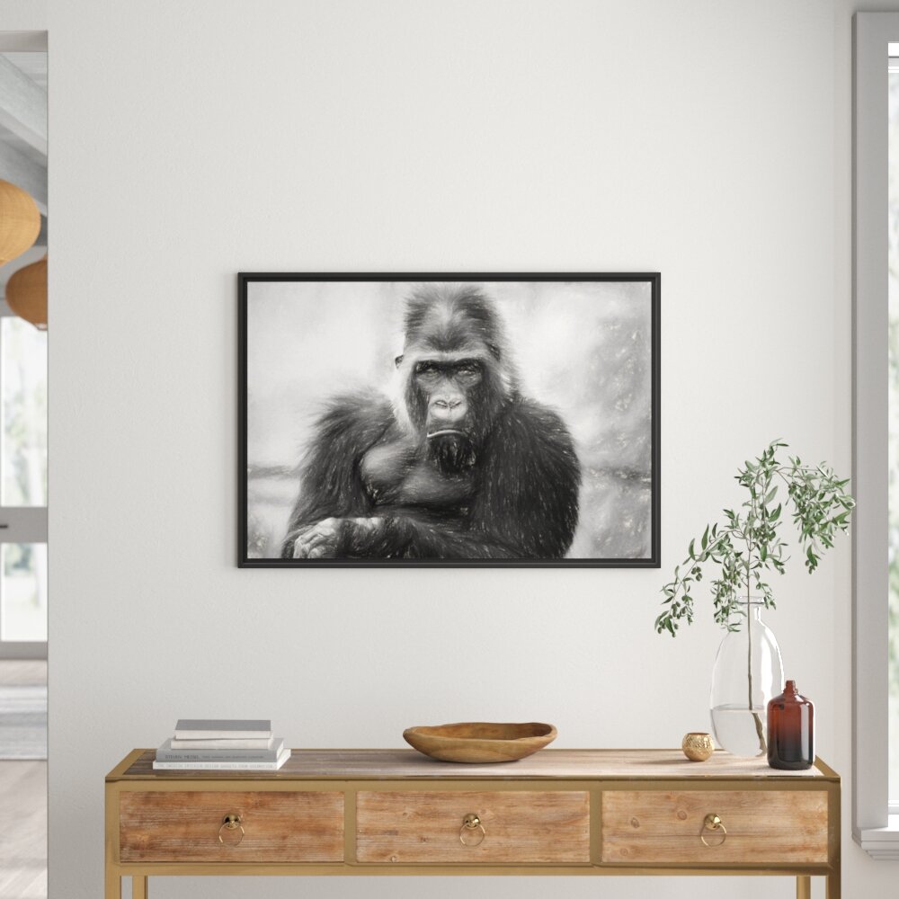 Gerahmtes Wandbild gelangweilter Gorilla Kunst