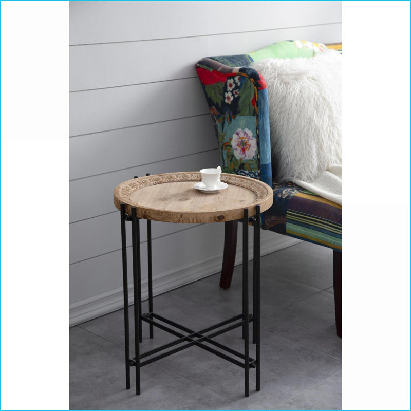 Table basse lumineuse de luxe avec miroir rond - 31,5 po de diamètre, base en verre cannelé à double fonction, peu encombrante