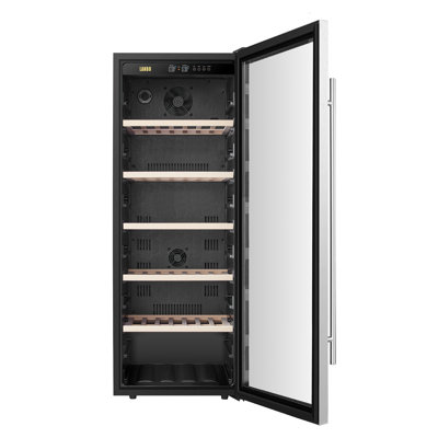 20" 69 Bottle Freestanding Wine Cooler with Beechwood Shelves, Child Lock and Digital Touch Control