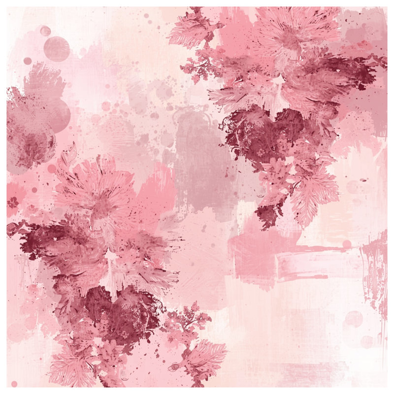 Édredon rose à motif floral abstrait, Simple extra long