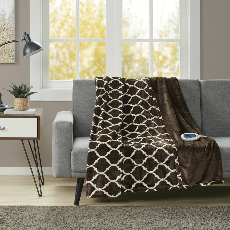 Lavender Electric Heated Ogee Oversized Throw Blanket