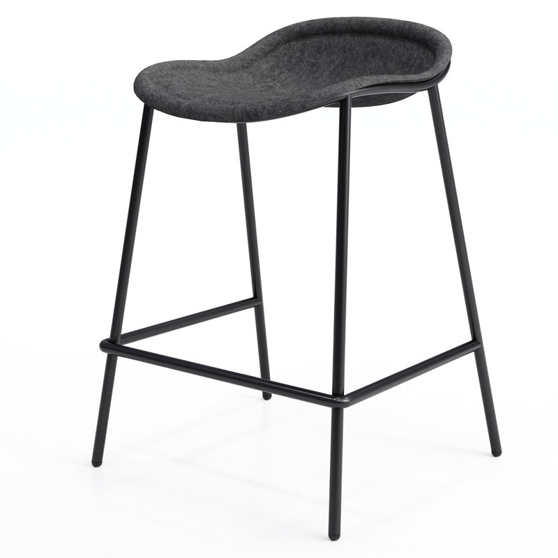 Tabouret Vale, Siège gris anthracite / cadre noir de jais