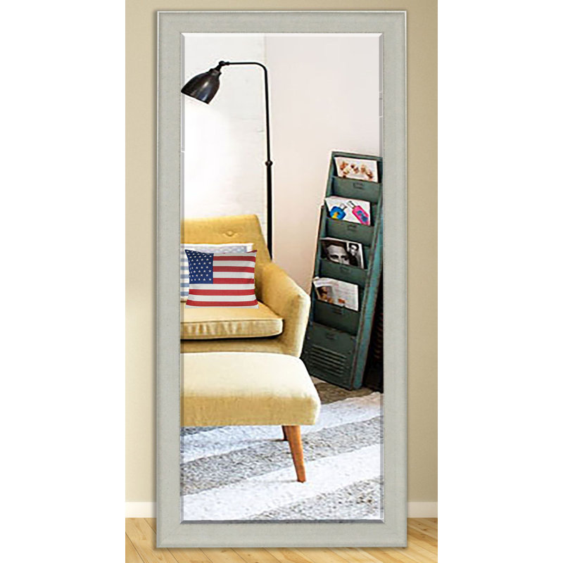 Solid Wood Flat Mirror, 64" H x 29" W, White