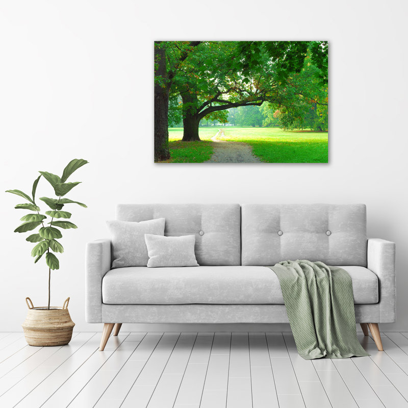 Park in the fall 1 Piece Wall Art on Glass