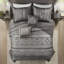 Ensemble de literie réversible luxueux, jacquard de polyester, design gris élégant