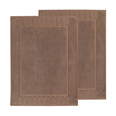 100% Cotton Thick Geometric Border Washable Bath Mats 