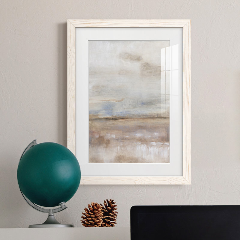 Mat encadré de qualité supérieure Overcast Day II - prêt à être suspendu, H 37,5 po x l 27,5 po x P 1 po, Cadre blanc