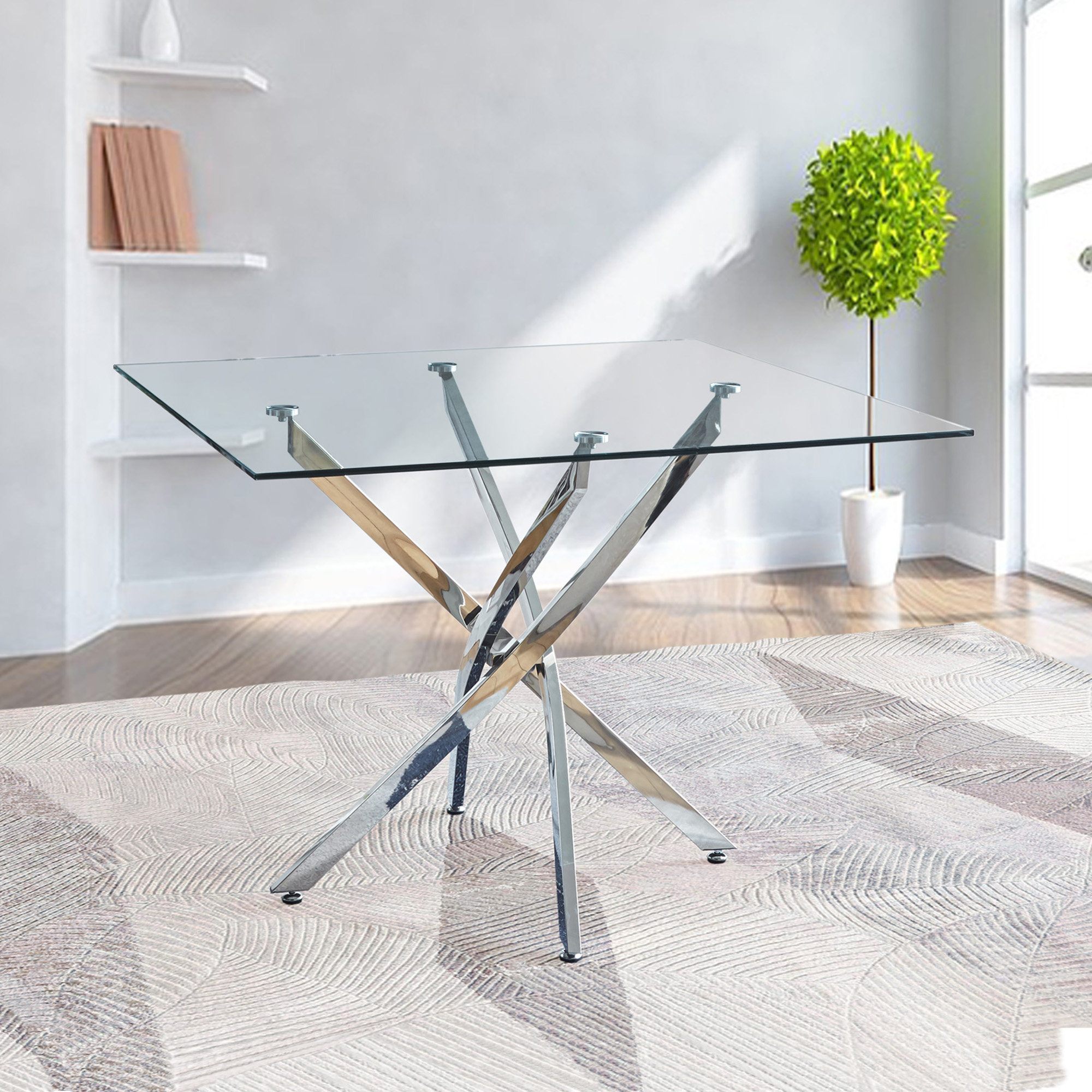 Mercer41 Rokiatou Glass Dining Table Wayfair