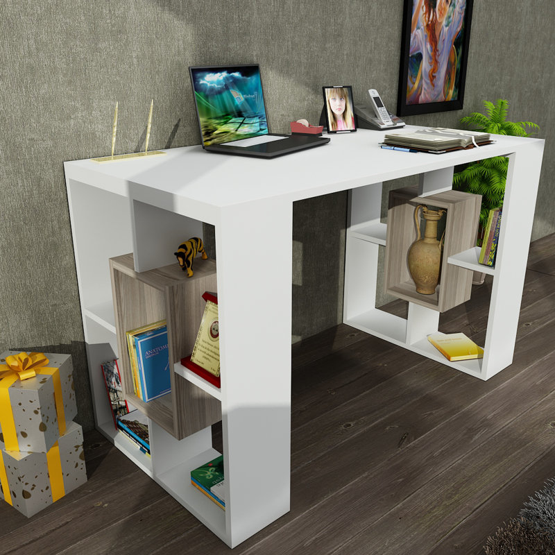 2 Tier Modern Desk, White/Cordoba
