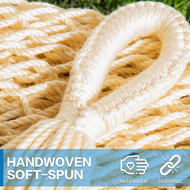 Hamac, hamacs en corde souple tissés à la main pour l'intérieur, capacité maximale de 600 lb, sangles d'arbre et mousquetons inclus