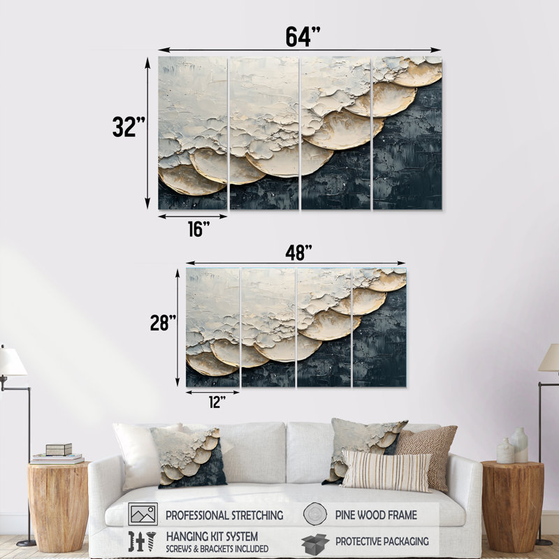 «Daguan» - Art mural abstrait, 4, H 28 po x l 48 po