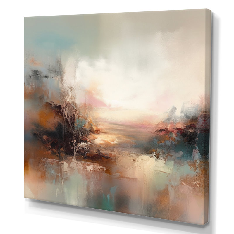 «Brown Abstracted Nature I», art mural abstrait, H 36 po x l 36 po x P 1,5 po, Toile tendue