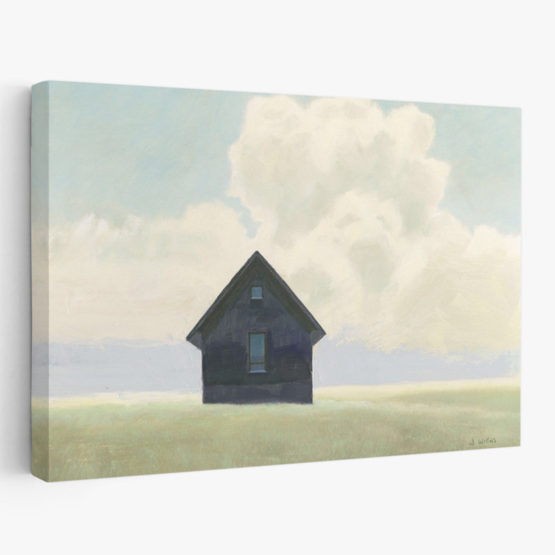 Architecture et paysage solitaire bleu I Art, H 24 po x l 36 po