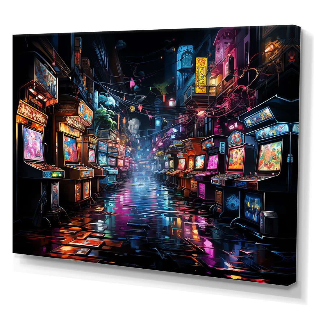 Neon Arcade video game dream - Video Games Large Wall Art Ebern Designs Overall 