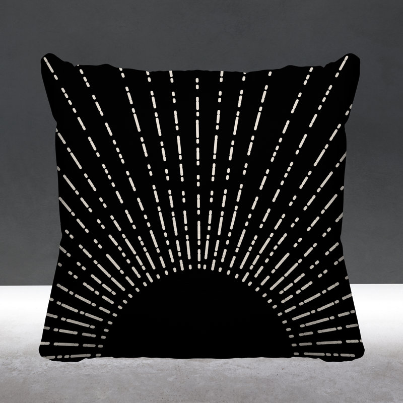 Coussin intérieur / extérieur Sunny Boho Starbusrt, Noir, L 19 po x H 19 po