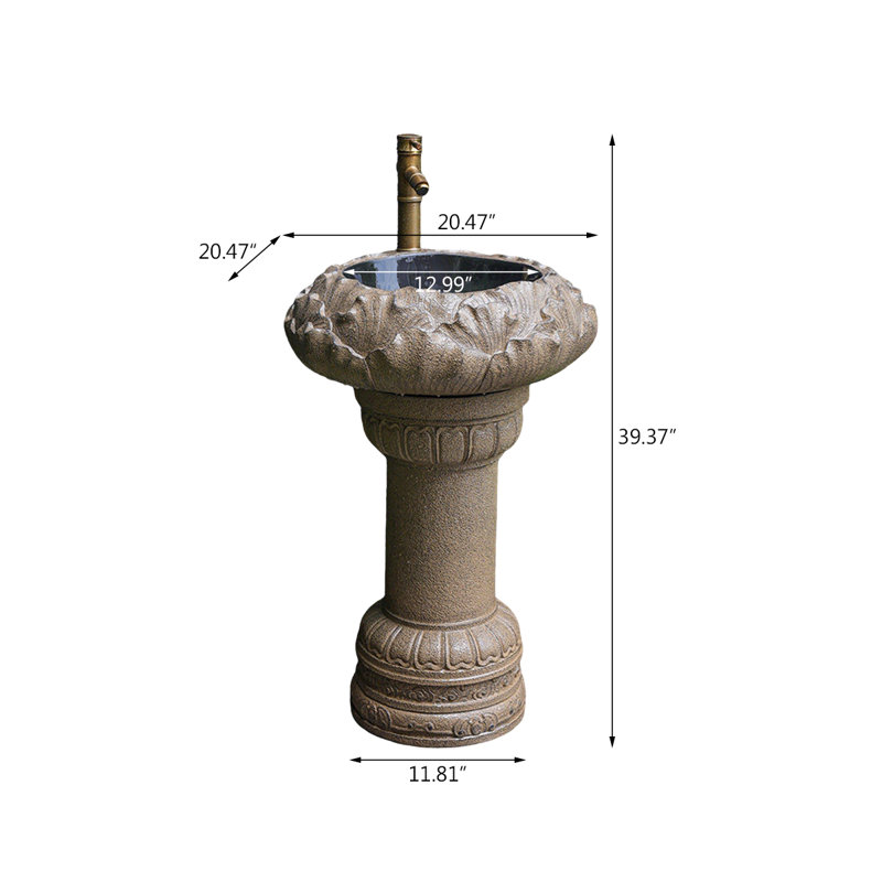 Lavabo sur pied en pierre artificielle en forme de pétale pour jardin extérieur