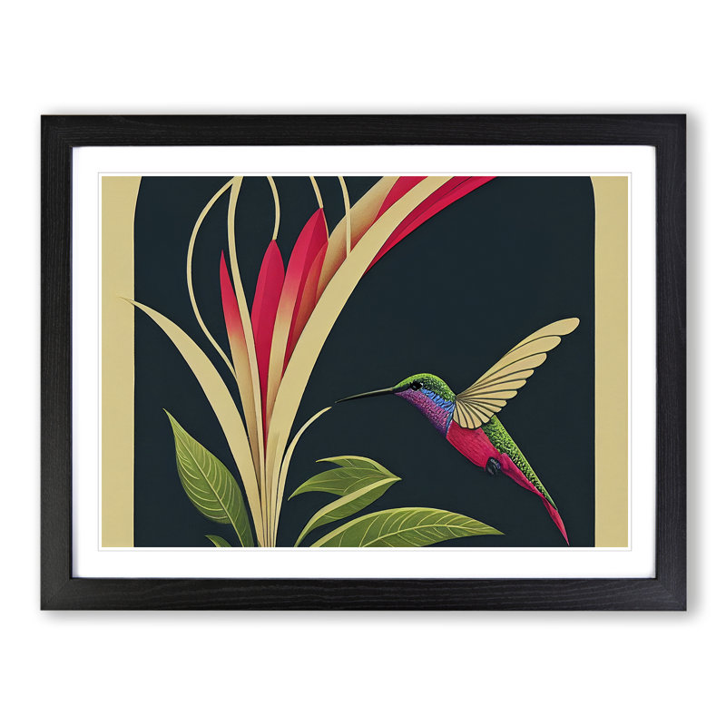 Hummingbird Style Abstract - Framed Print, 25cm H x 34cm W x 2cm D, Black