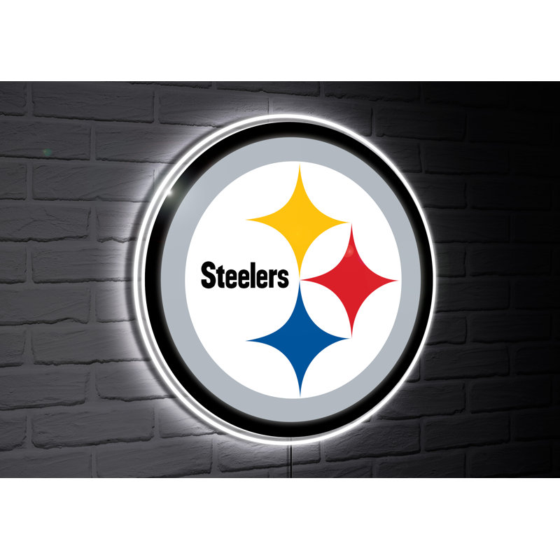 NFL Team Logo Shaped LED Lighted Wall Sign, Pittsburgh Steelers Team