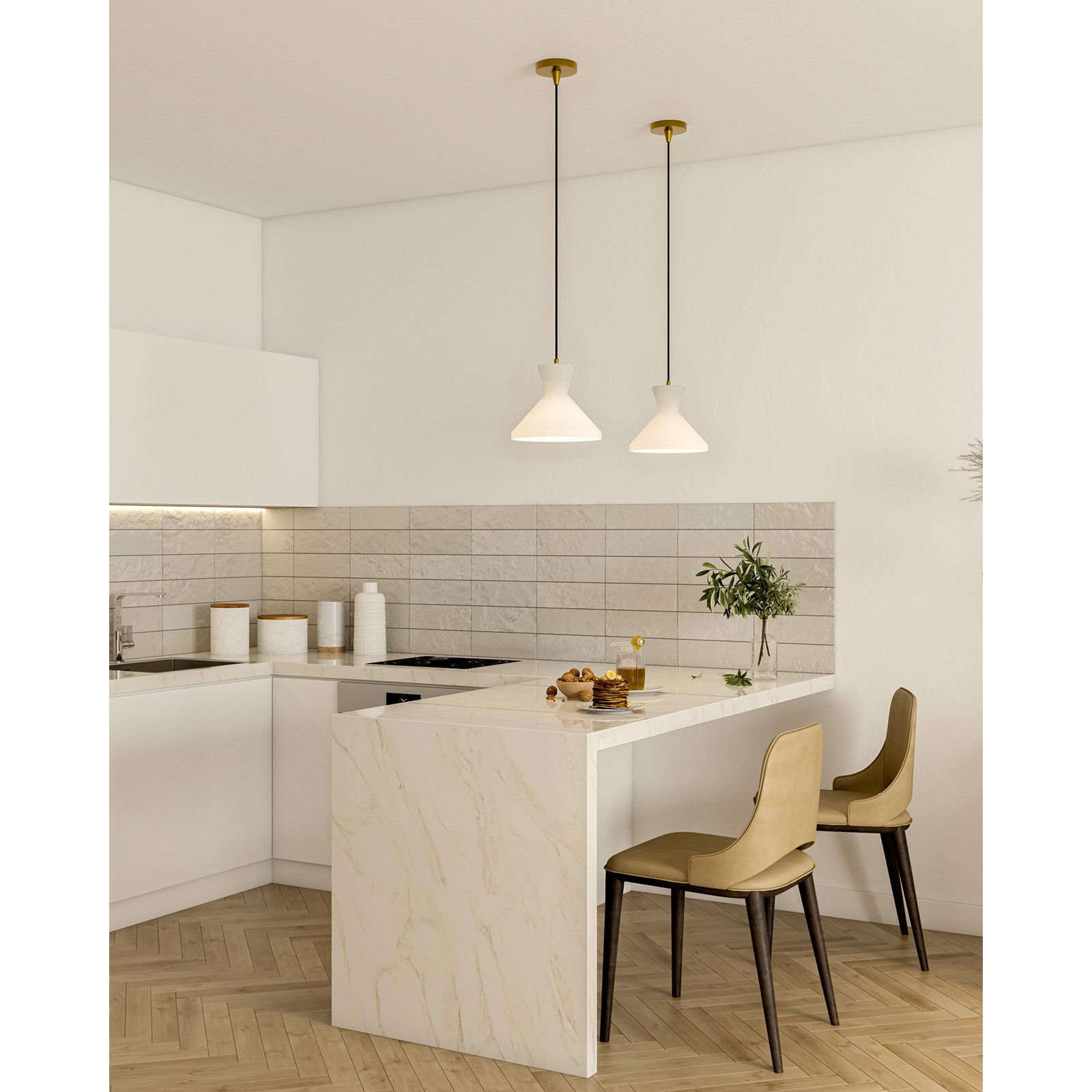 Langford Single Light Glass Steel Dimmable Pendant, Aged Gold, 9.13" H x 10.25" W x 10.25" D