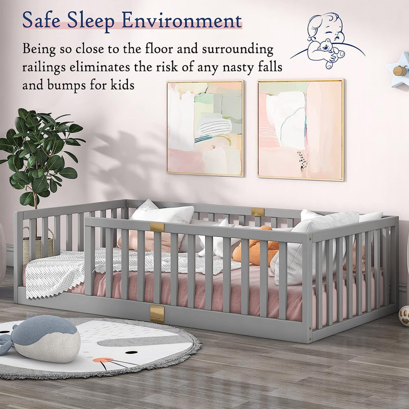 Kids Twin Toddler Beds, Gray