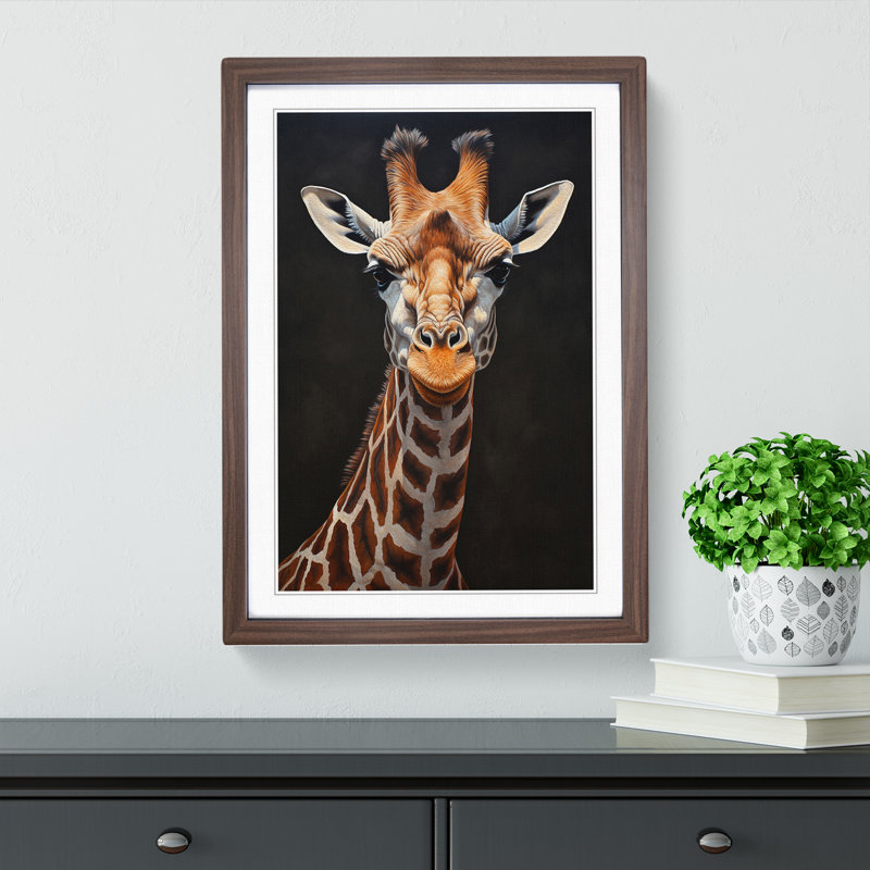 Giraffe Informel - Framed Print, 34cm H x 25cm W x 2cm D, Walnut